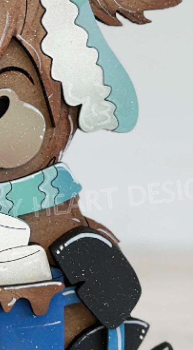 Winter Highland cow with Hot chocolate mug paint Kit