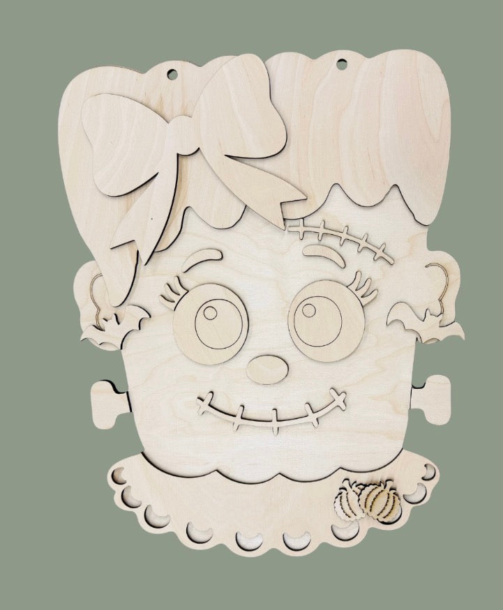 DIY Girl Frankenstein Door Hanger Cutout