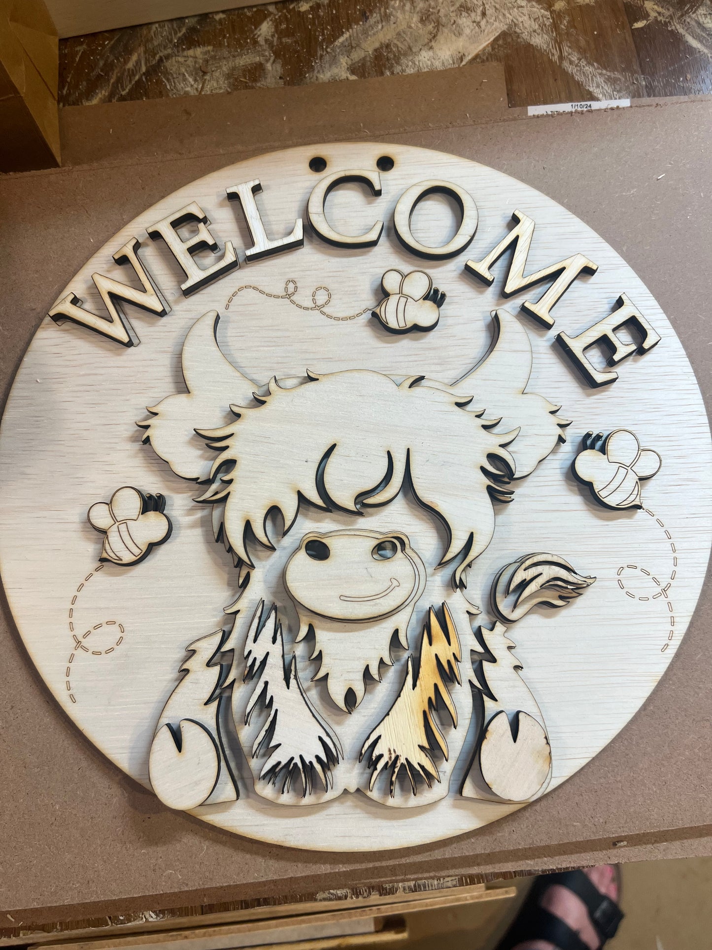 Highland Cow welcome sign