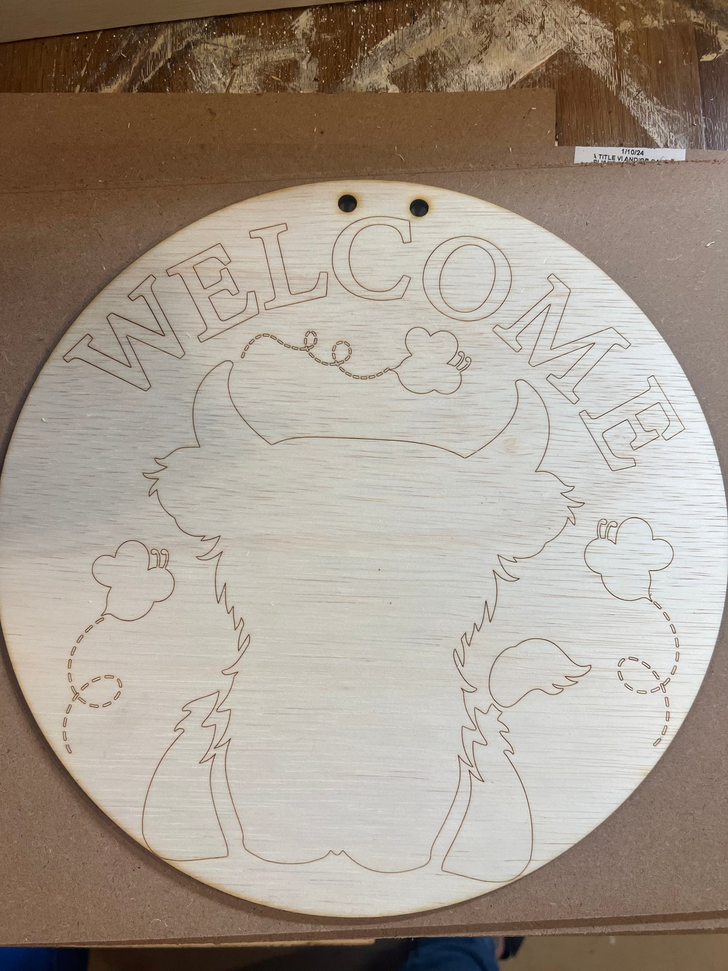 Highland Cow welcome sign