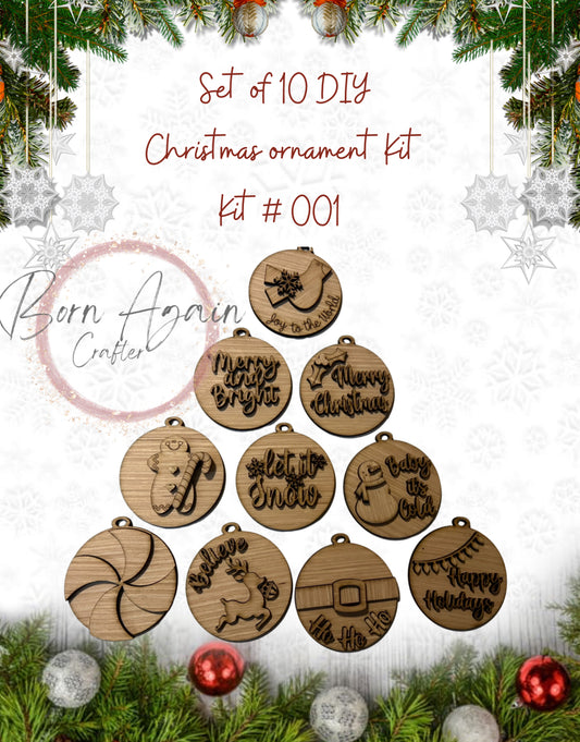 Set of 10 round DIY Christmas Ornaments Kit# 001