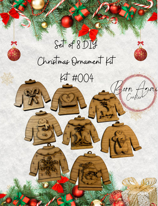 Set of 8 Sweater Christmas Ornament DIY Kit#004